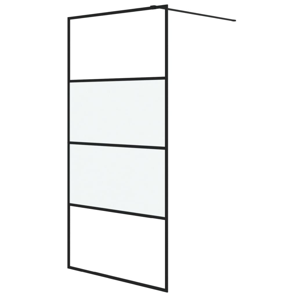 vidaXL Walk-in Shower Wall Black 100x195 cm Half Frosted ESG Glass