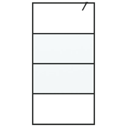 vidaXL Walk-in Shower Wall Black 100x195 cm Half Frosted ESG Glass