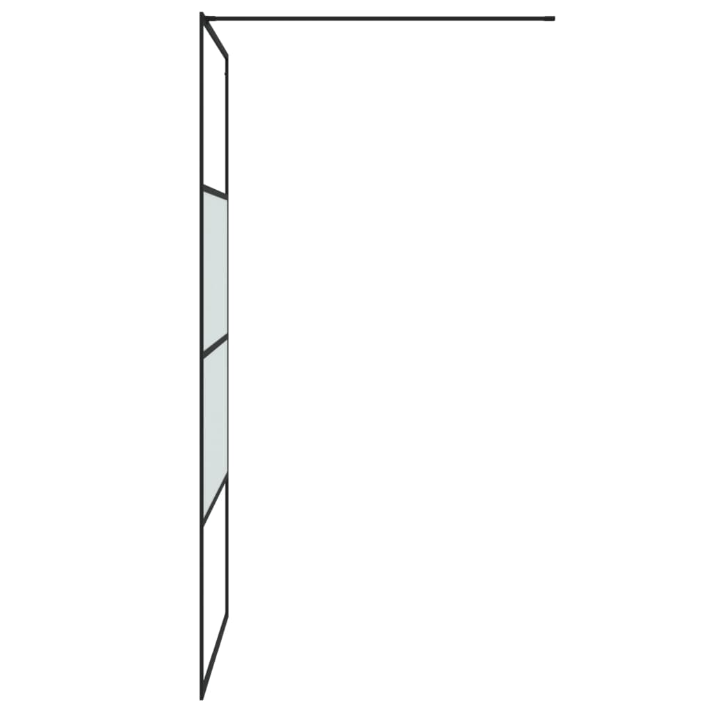 vidaXL Walk-in Shower Wall Black 100x195 cm Half Frosted ESG Glass