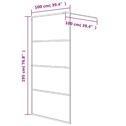 vidaXL Walk-in Shower Wall Black 100x195 cm Half Frosted ESG Glass