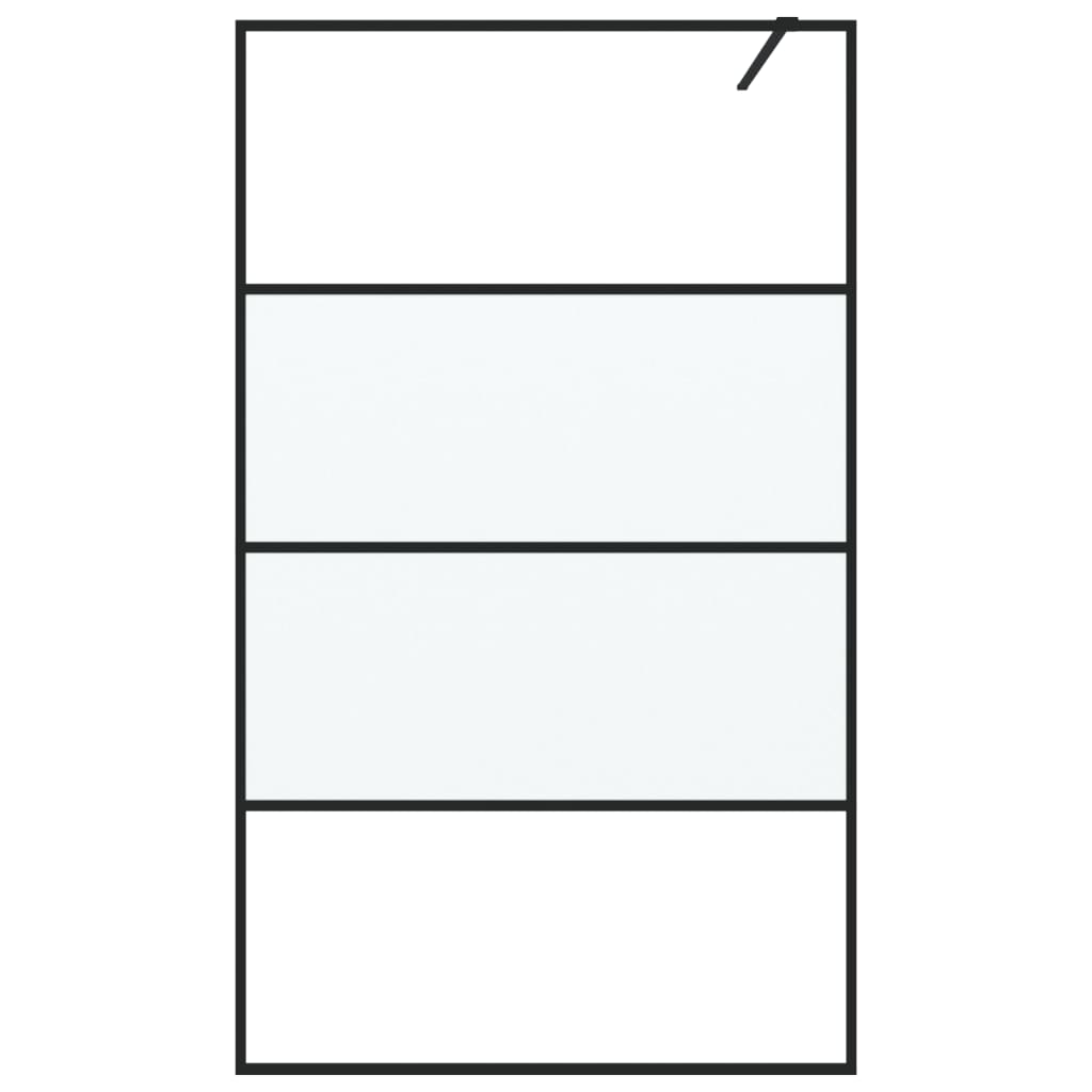 vidaXL Walk-in Shower Wall Black 115x195 cm Half Frosted ESG Glass