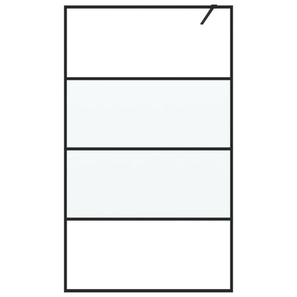 vidaXL Walk-in Shower Wall Black 115x195 cm Half Frosted ESG Glass
