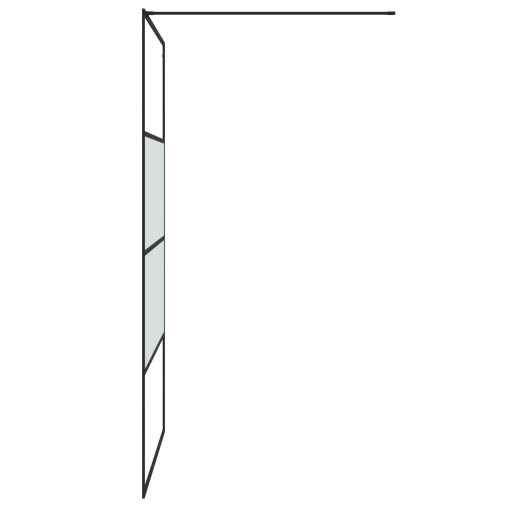 vidaXL Walk-in Shower Wall Black 115x195 cm Half Frosted ESG Glass