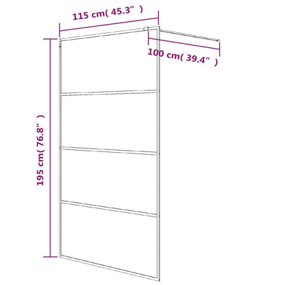 vidaXL Walk-in Shower Wall Black 115x195 cm Half Frosted ESG Glass