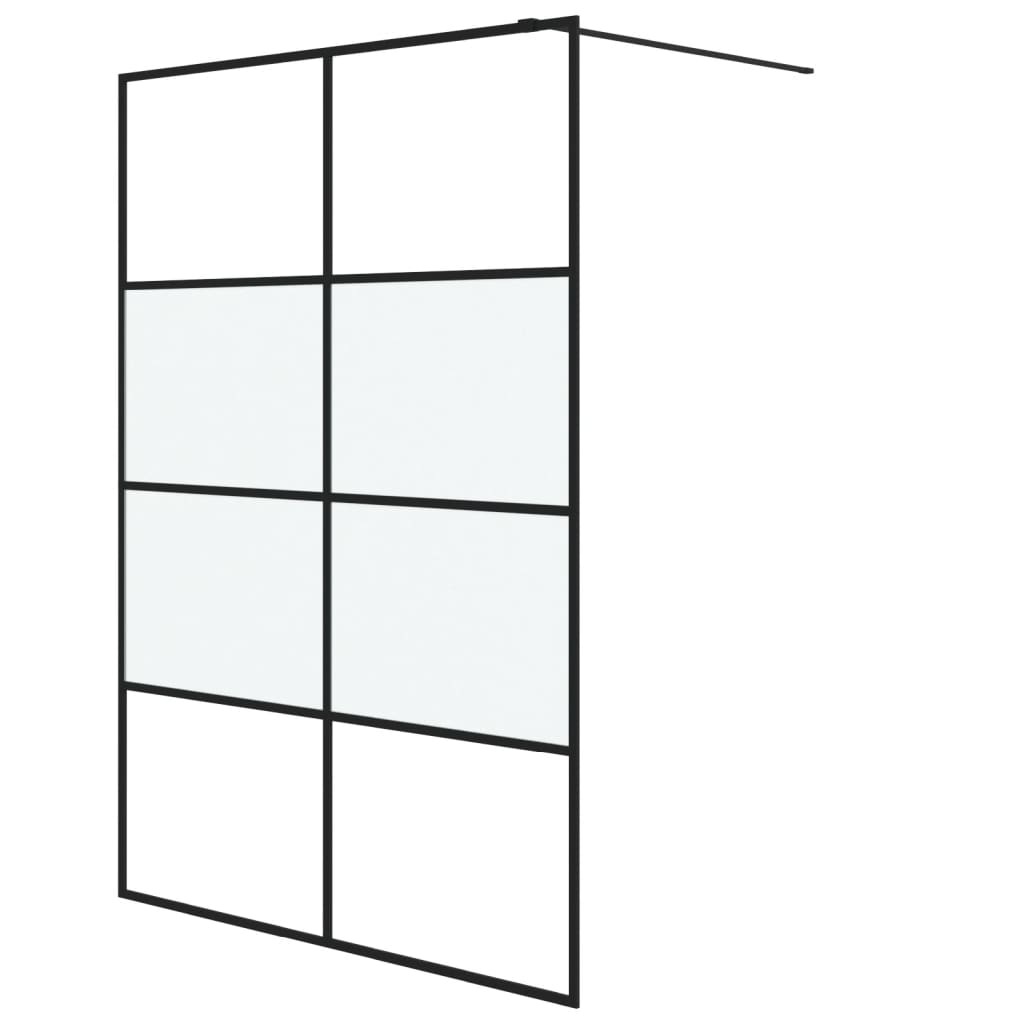 vidaXL Walk-in Shower Wall Black 140x195 cm Half Frosted ESG Glass