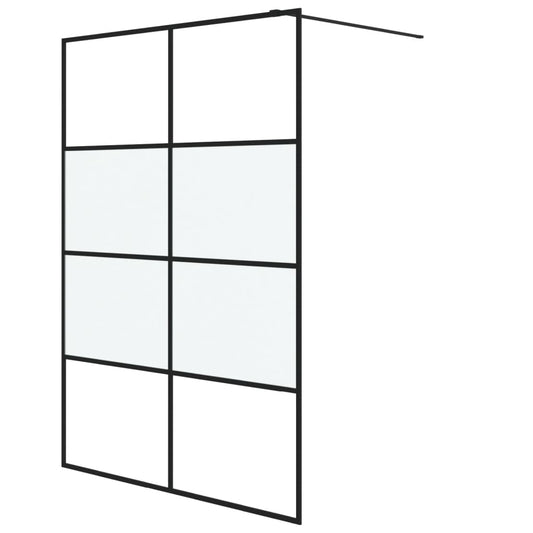 vidaXL Walk-in Shower Wall Black 140x195 cm Half Frosted ESG Glass