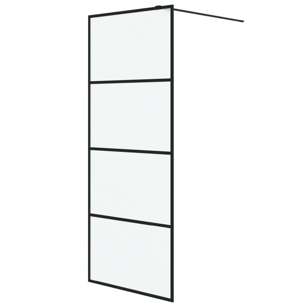 vidaXL Walk-in Shower Wall Black 80x195 cm Frosted ESG Glass