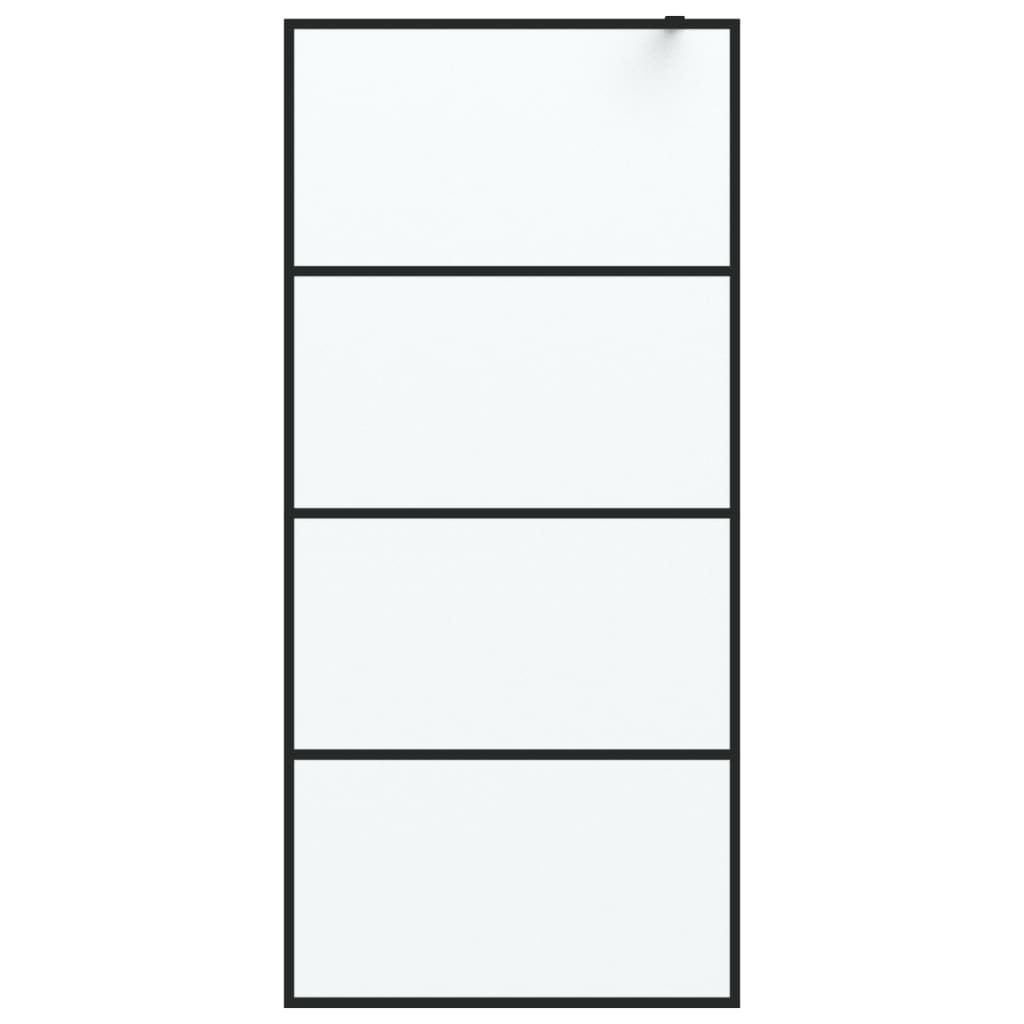 vidaXL Walk-in Shower Wall Black 90x195 cm Frosted ESG Glass
