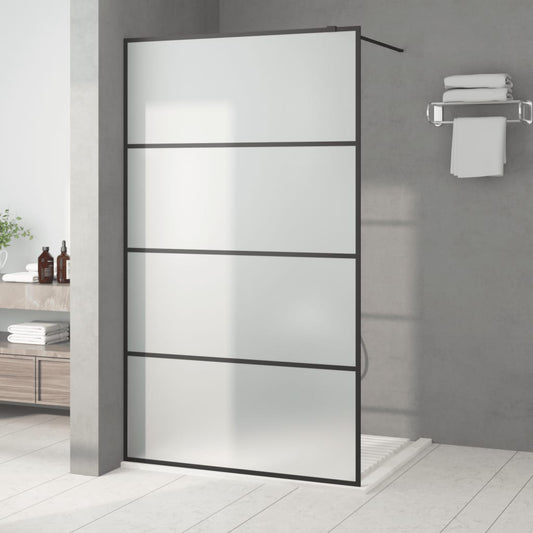 vidaXL Walk-in Shower Wall Black 115x195 cm Frosted ESG Glass