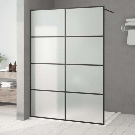 vidaXL Walk-in Shower Wall Black 140x195 cm Frosted ESG Glass