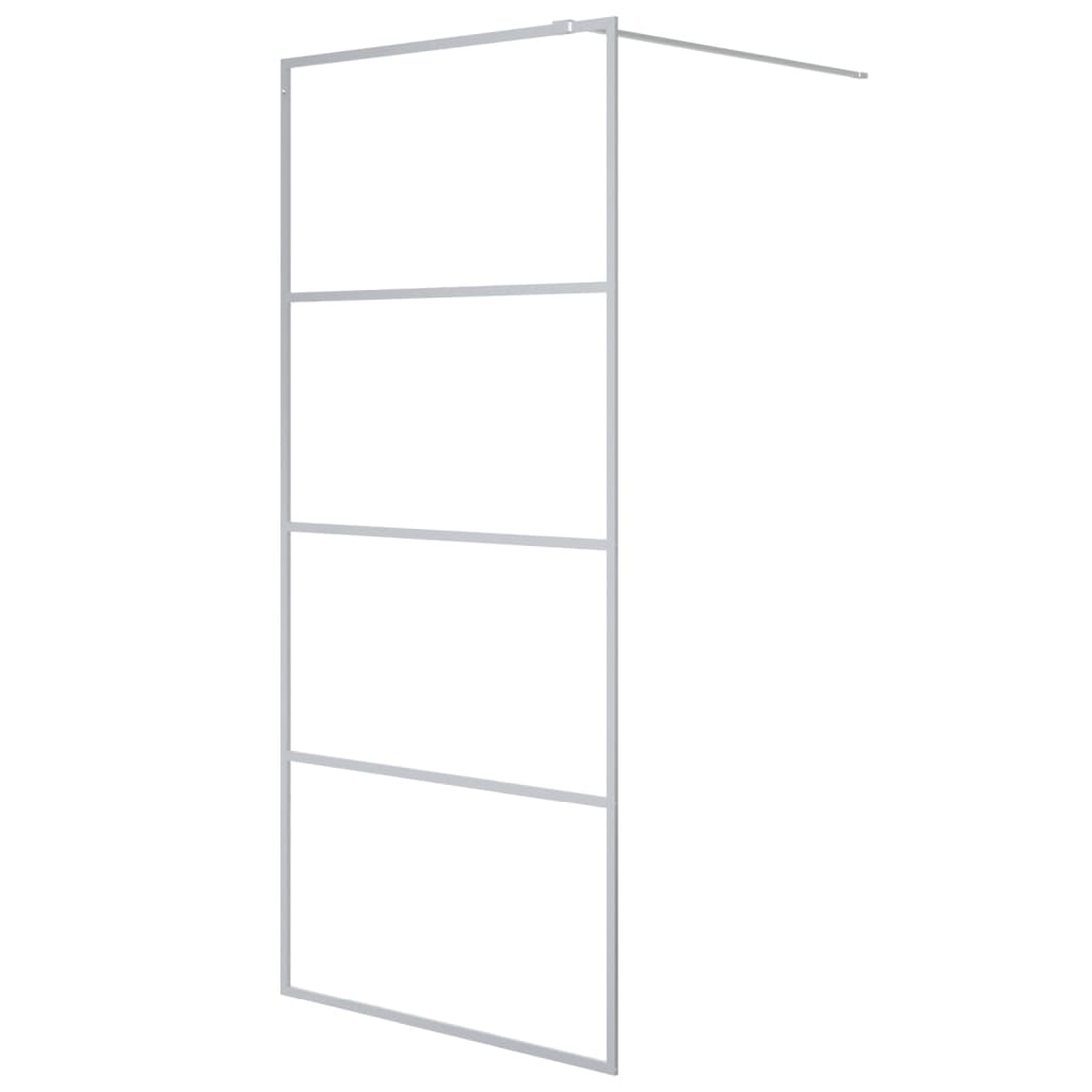 vidaXL Walk-in Shower Wall Silver 90x195 cm Clear ESG Glass