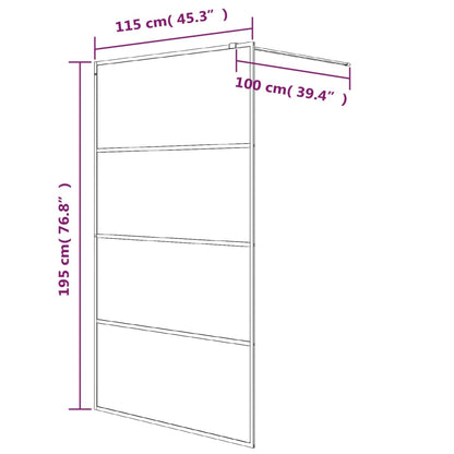 vidaXL Walk-in Shower Wall Silver 115x195 cm Clear ESG Glass