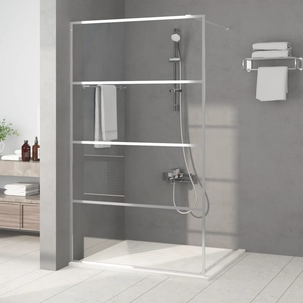 vidaXL Walk-in Shower Wall Silver 115x195 cm Clear ESG Glass