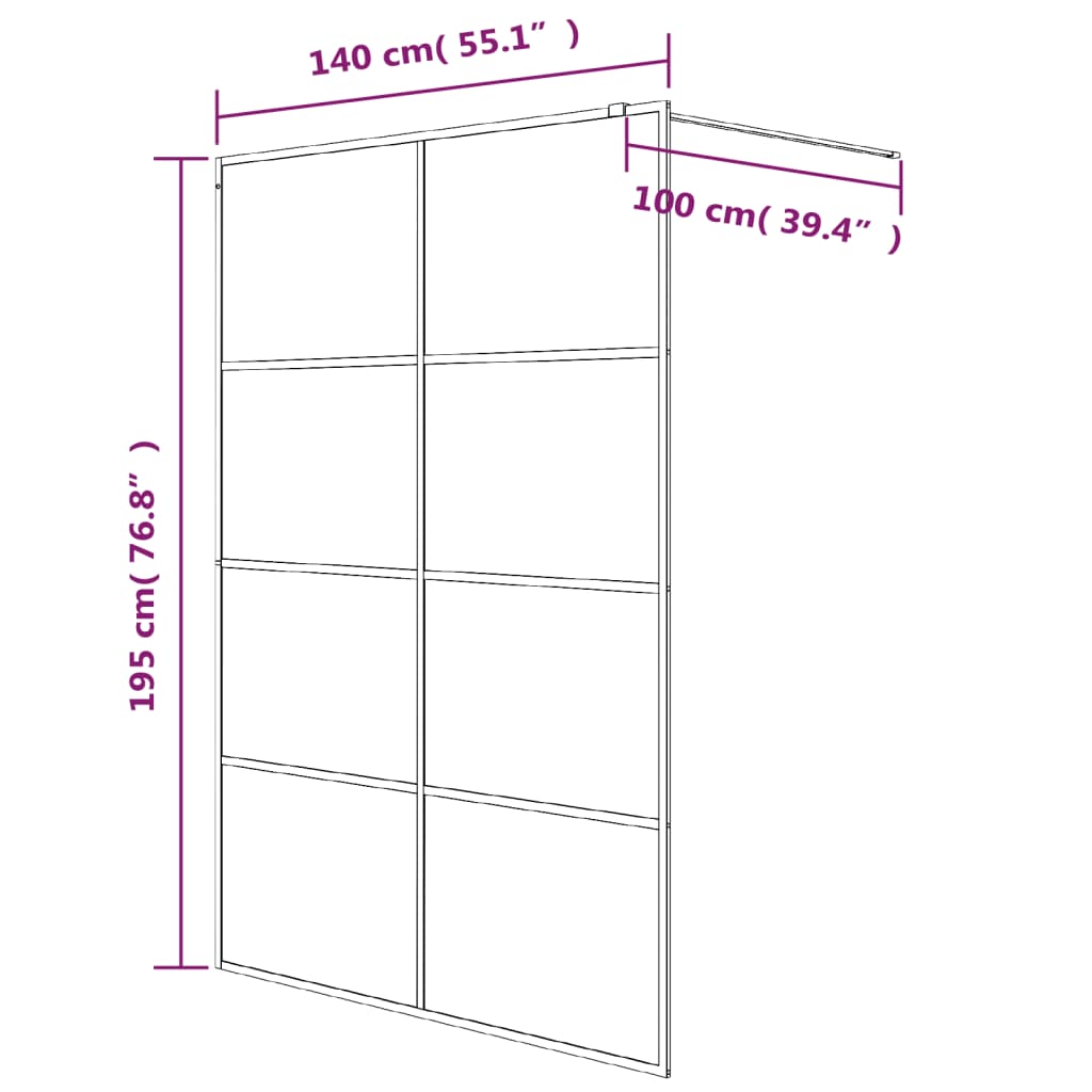 vidaXL Walk-in Shower Wall Silver 140x195 cm Clear ESG Glass