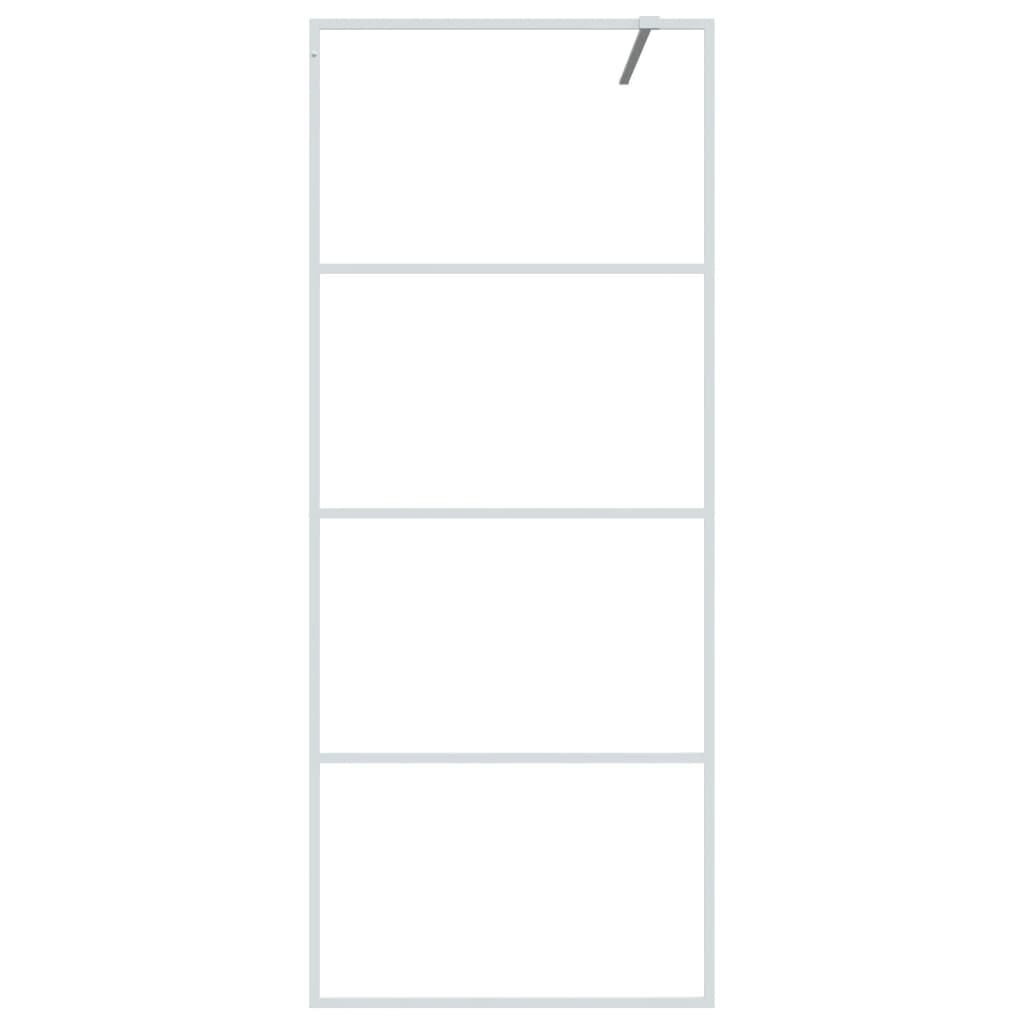 vidaXL Walk-in Shower Wall White 80x195 cm Clear ESG Glass