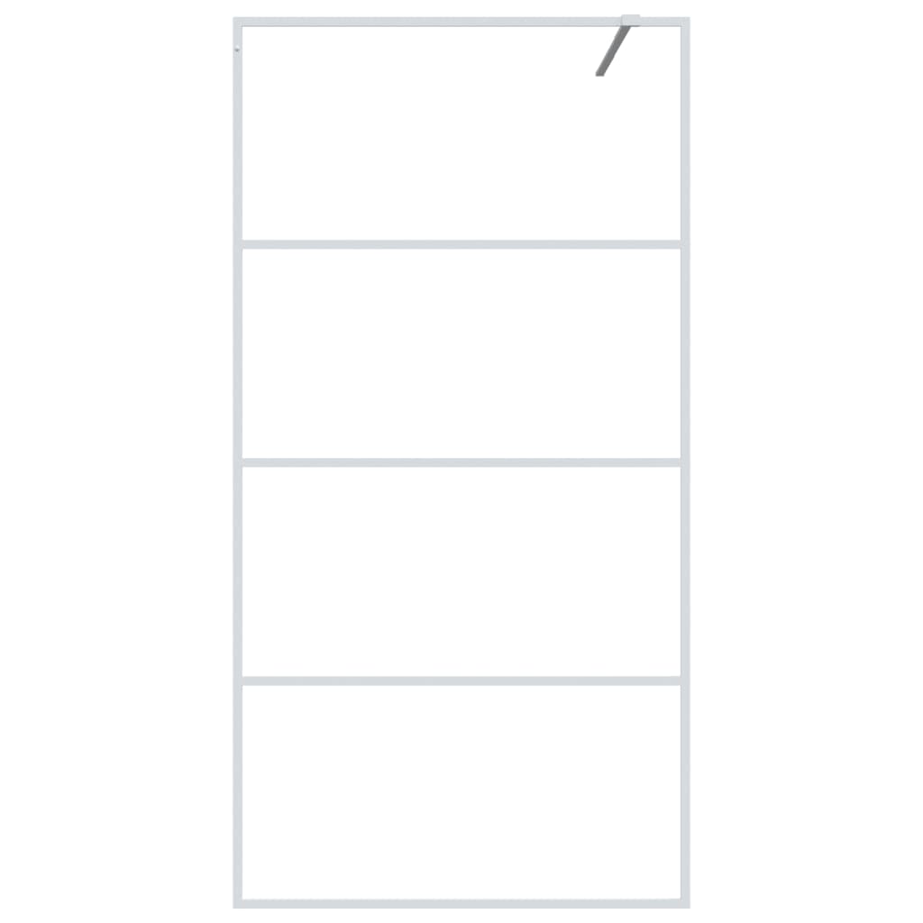 vidaXL Walk-in Shower Wall White 100x195 cm Clear ESG Glass