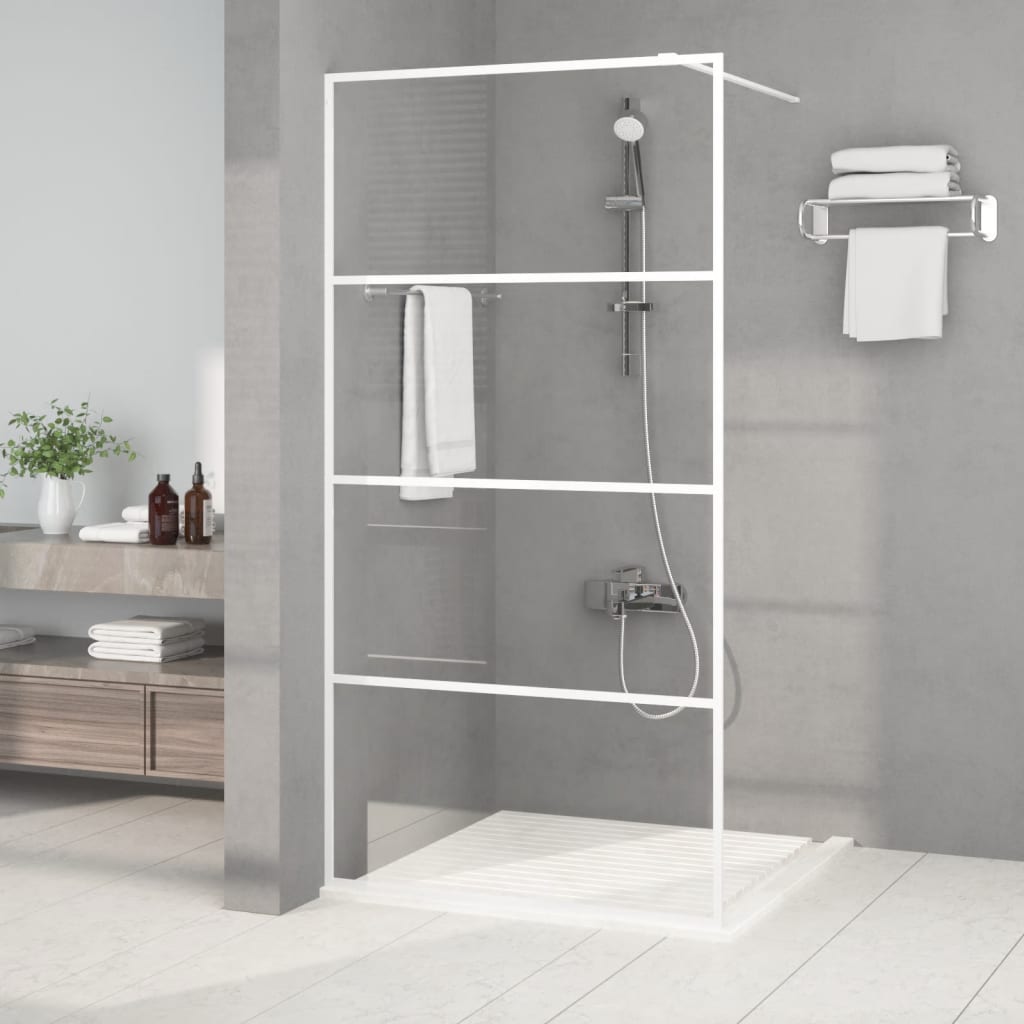 vidaXL Walk-in Shower Wall White 100x195 cm Clear ESG Glass