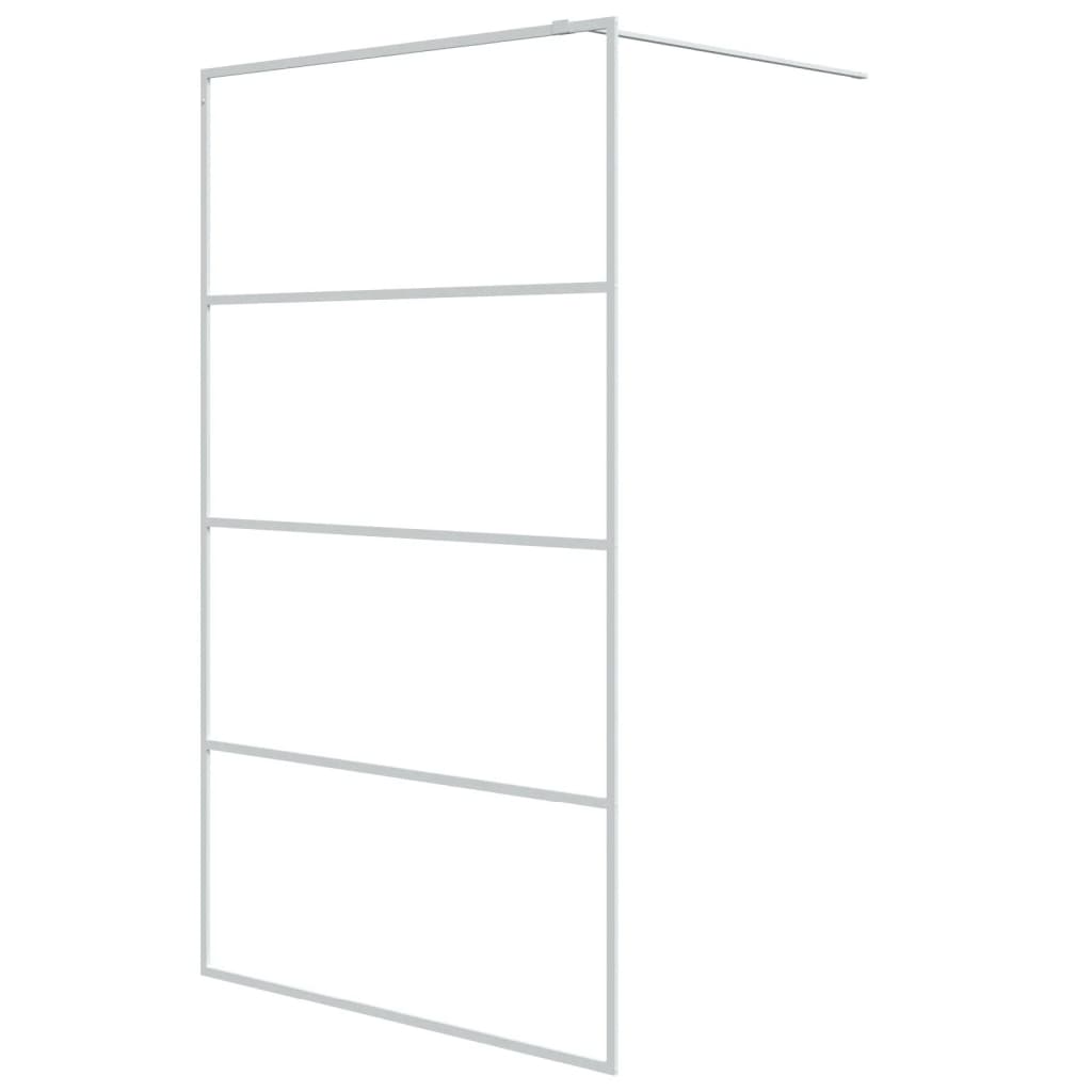vidaXL Walk-in Shower Wall White 115x195 cm Clear ESG Glass