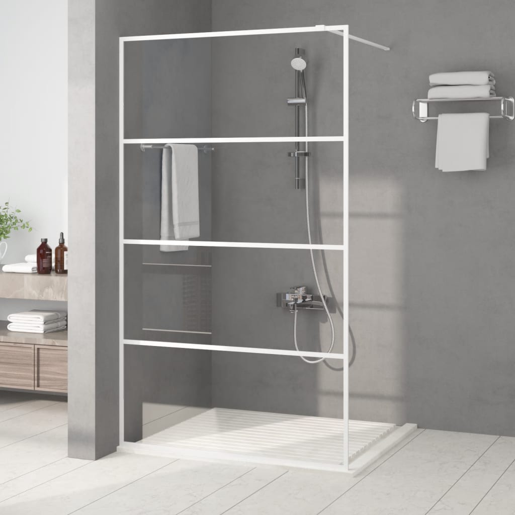 vidaXL Walk-in Shower Wall White 115x195 cm Clear ESG Glass