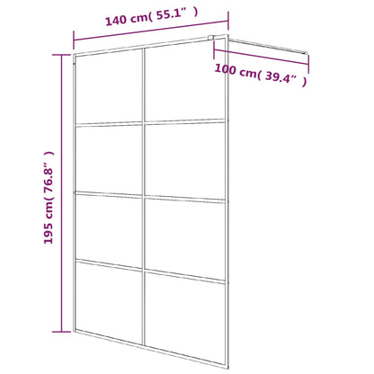 vidaXL Walk-in Shower Wall White 140x195 cm Clear ESG Glass