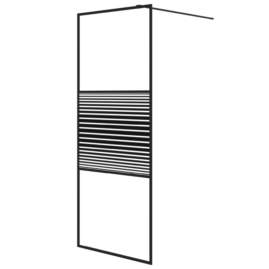 vidaXL Walk-in Shower Wall Black 80x195 cm Clear ESG Glass