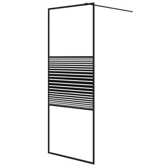 vidaXL Walk-in Shower Wall Black 80x195 cm Clear ESG Glass