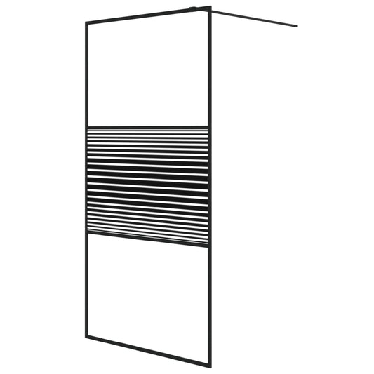 vidaXL Walk-in Shower Wall Black 100x195 cm Clear ESG Glass