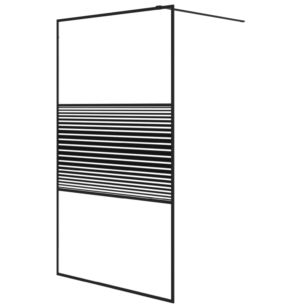vidaXL Walk-in Shower Wall Black 115x195 cm Clear ESG Glass