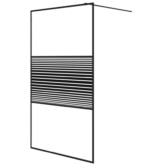 vidaXL Walk-in Shower Wall Black 115x195 cm Clear ESG Glass