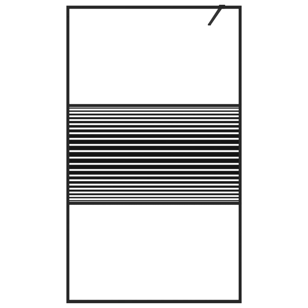 vidaXL Walk-in Shower Wall Black 115x195 cm Clear ESG Glass