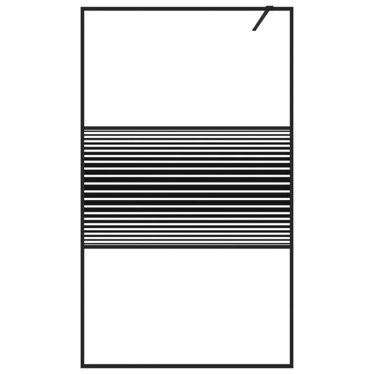 vidaXL Walk-in Shower Wall Black 115x195 cm Clear ESG Glass
