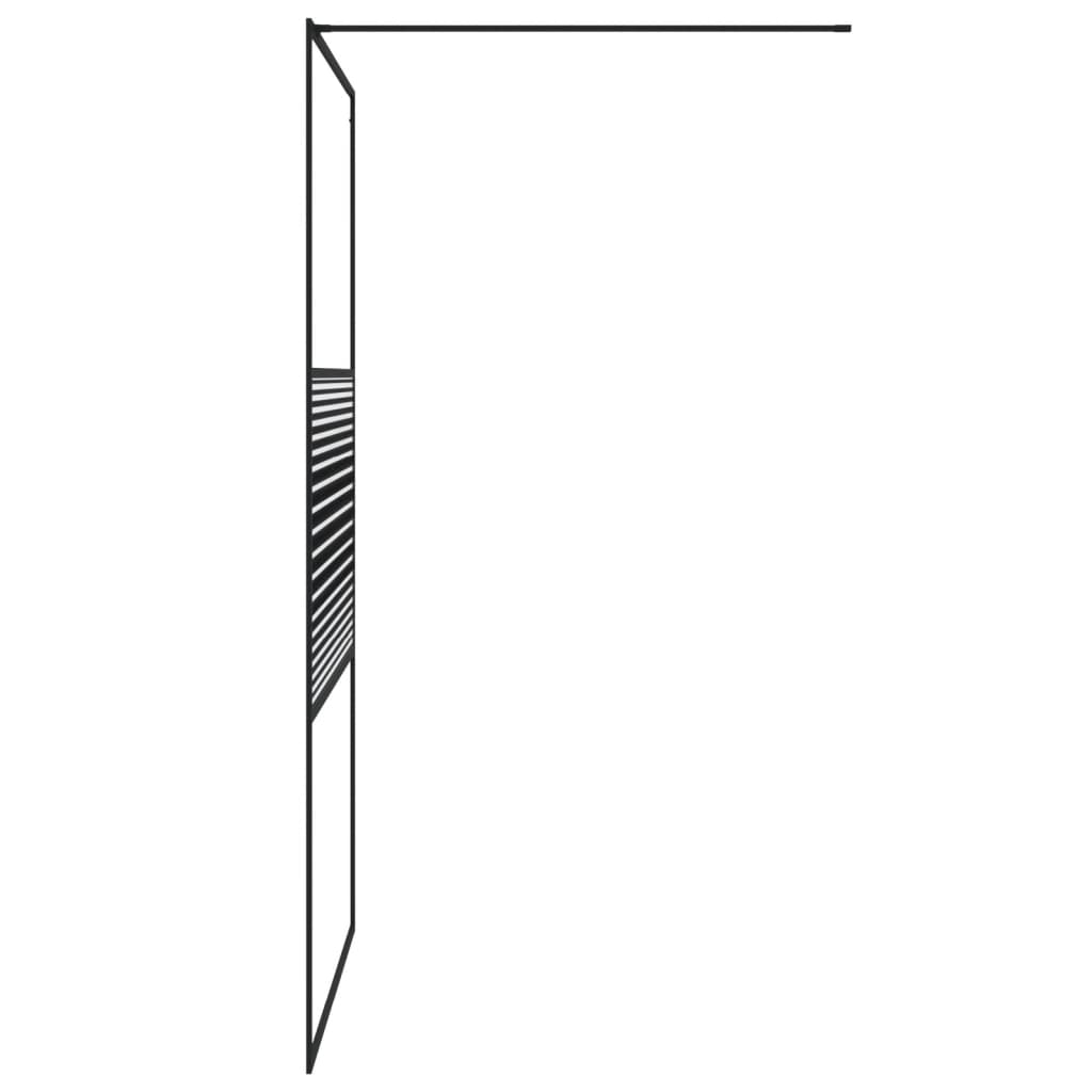 vidaXL Walk-in Shower Wall Black 115x195 cm Clear ESG Glass