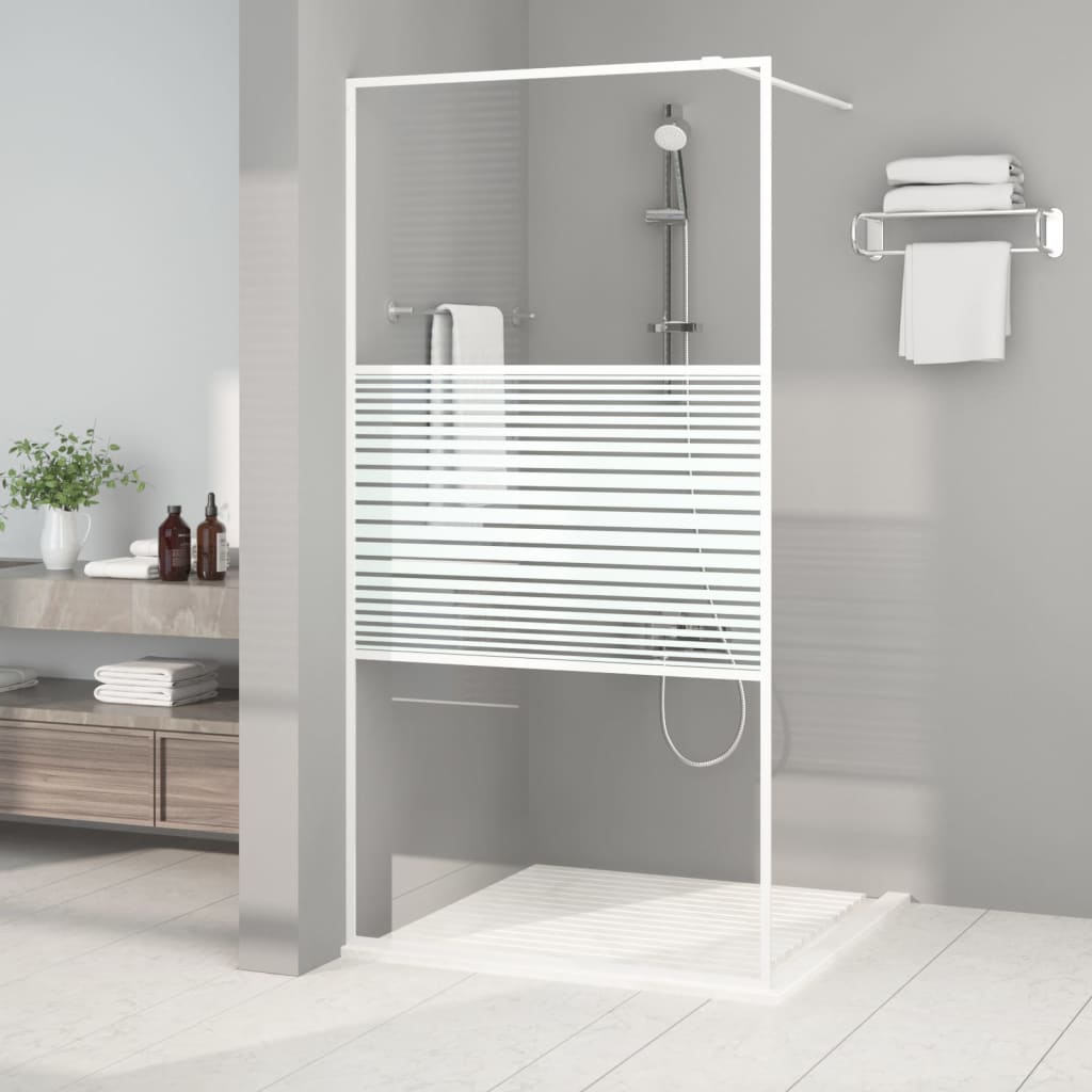 vidaXL Walk-in Shower Wall White 100x195 cm Clear ESG Glass