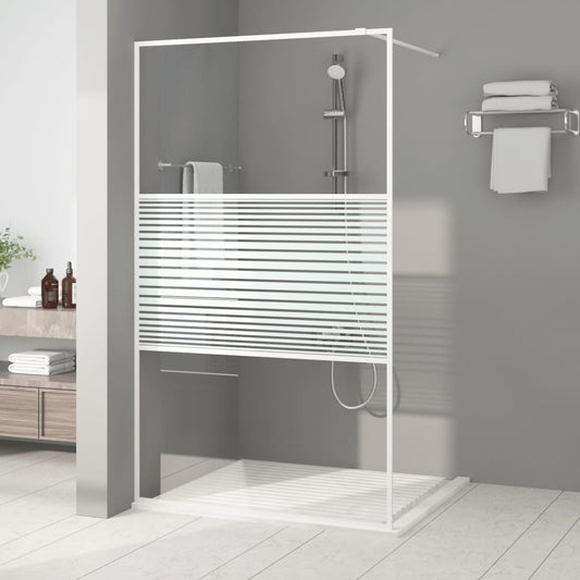 vidaXL Walk-in Shower Wall White 115x195 cm Clear ESG Glass