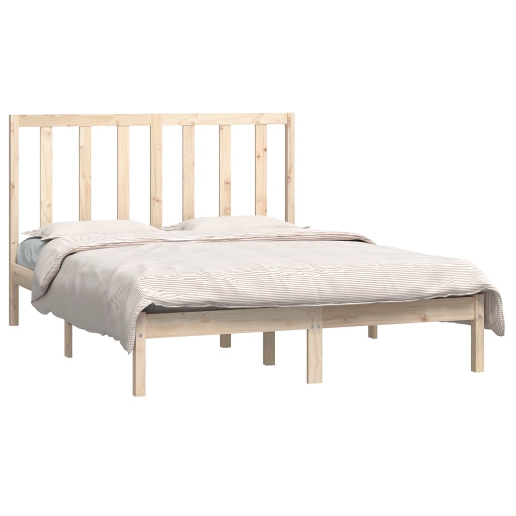 vidaXL Bed Frame without Mattress 135x190 cm Double Solid Wood Pine