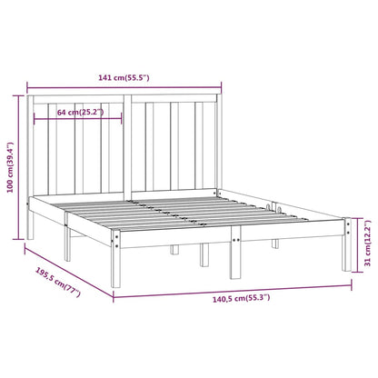 vidaXL Bed Frame without Mattress 135x190 cm Double Solid Wood Pine