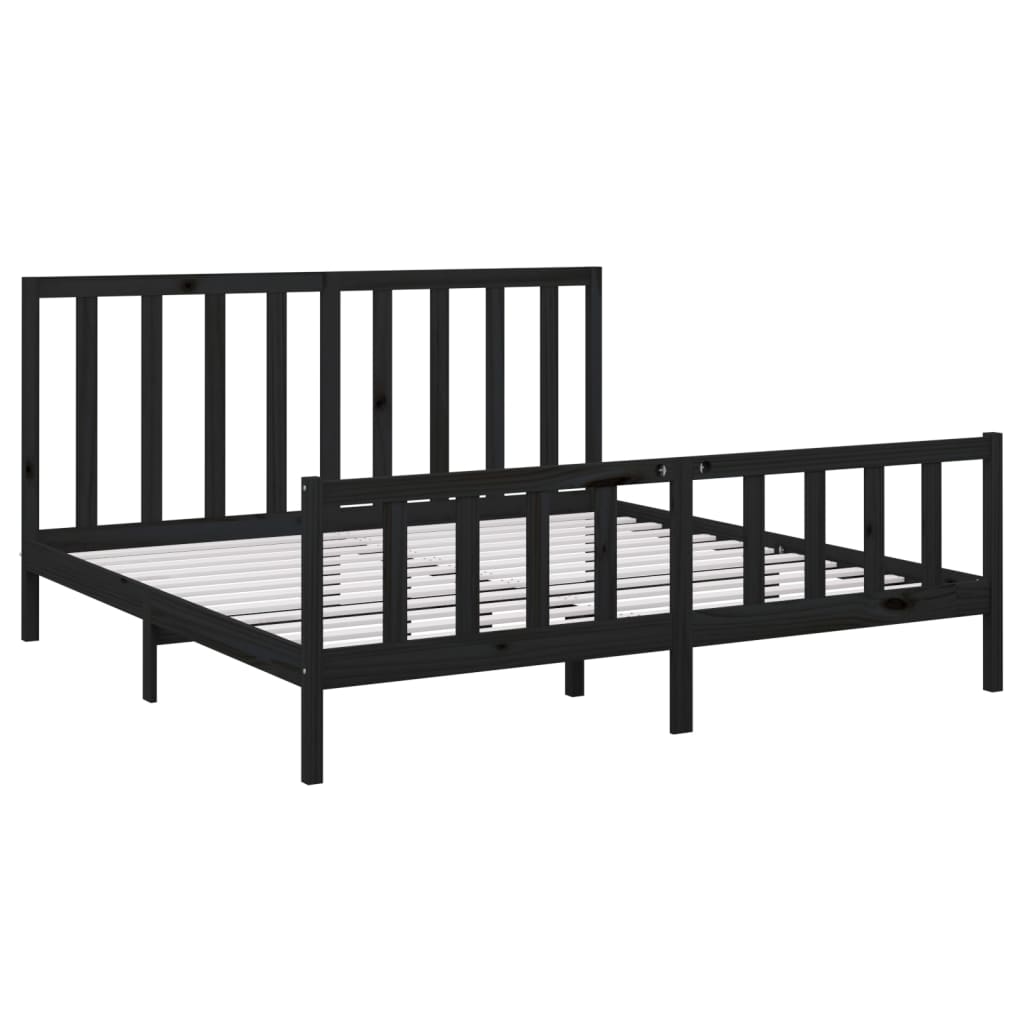vidaXL Bed Frame without Mattress Black 200x200 cm  Solid Wood Pine