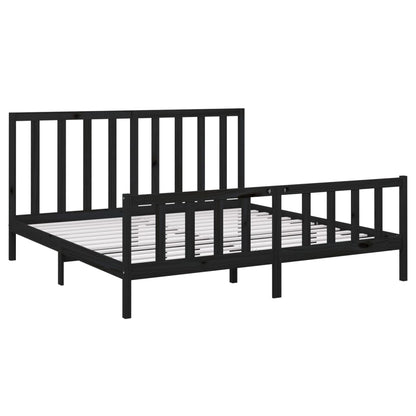 vidaXL Bed Frame without Mattress Black 200x200 cm  Solid Wood Pine