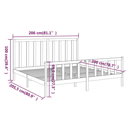 vidaXL Bed Frame without Mattress Black 200x200 cm  Solid Wood Pine
