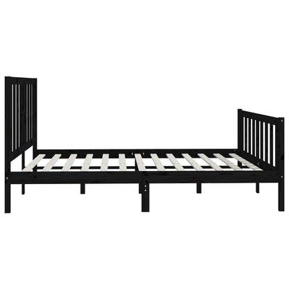 vidaXL Bed Frame | Black | Solid pine wood | 200x200 cm | Durable | Bed Frame