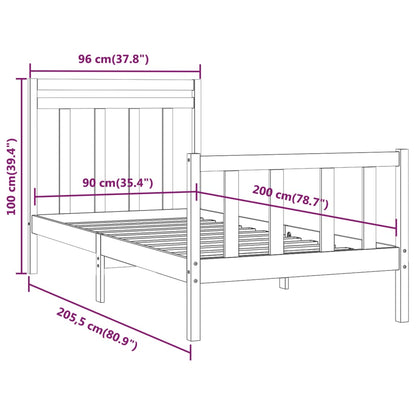 vidaXL Bed Frame without Mattress Solid Wood Pine 90x200 cm