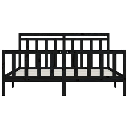 vidaXL Bed Frame | Black | Solid pine wood and plywood | 200x200 cm | Durable