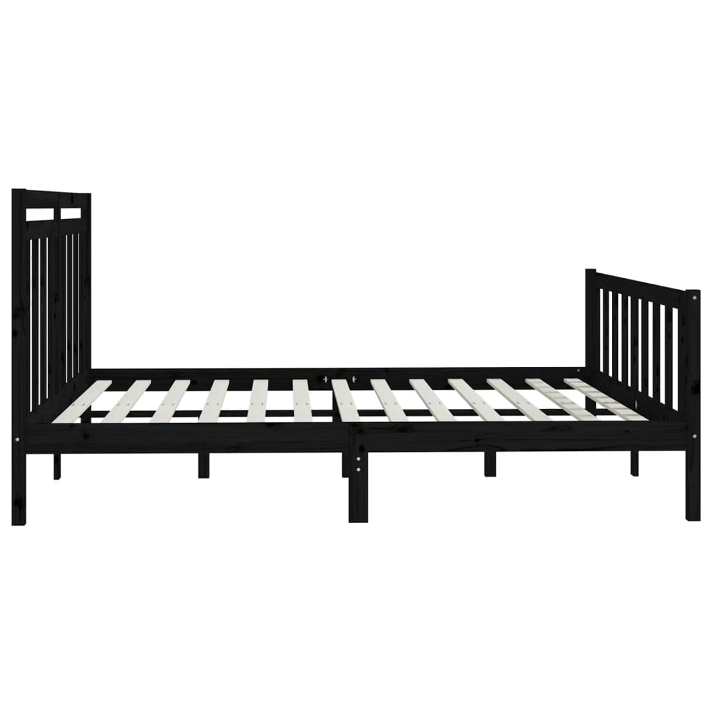 vidaXL Bed Frame | Black | Solid pine wood and plywood | 200x200 cm | Durable