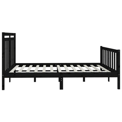 vidaXL Bed Frame | Black | Solid pine wood and plywood | 200x200 cm | Durable