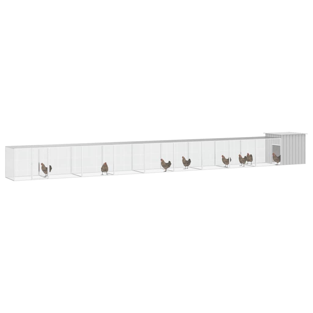 vidaXL Chicken Cage Grey 1000x91x100 cm Galvanised Steel