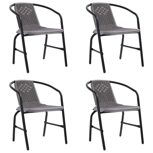 vidaXL Garden Chairs 4 pcs Plastic Rattan and Steel 110 kg