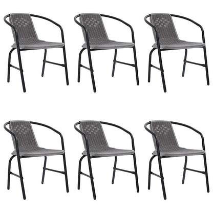 vidaXL Garden Chairs 6 pcs Plastic Rattan and Steel 110 kg