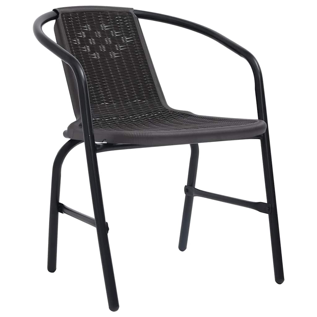 vidaXL Garden Chair | Set of 8 | Black | Plastic rattan, steel | Stackable