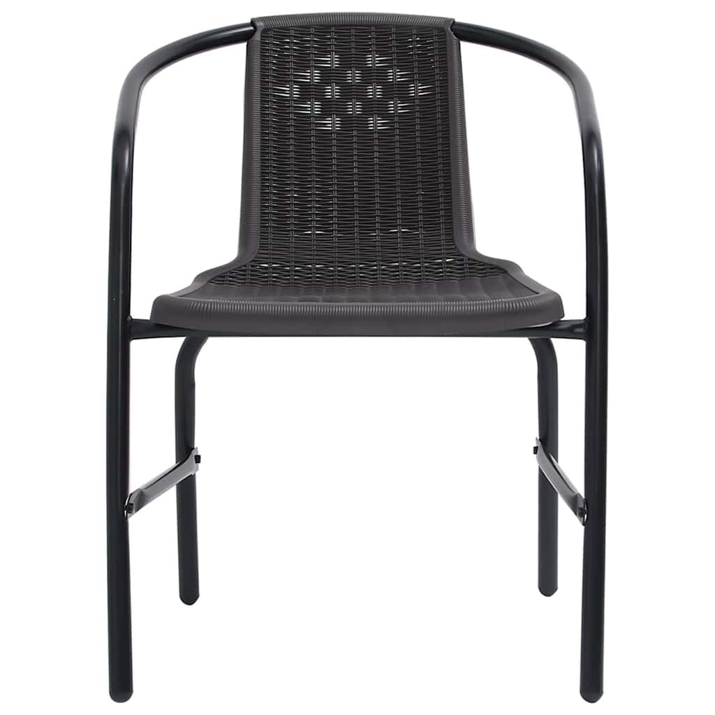 vidaXL Garden Chair | Set of 8 | Black | Plastic rattan, steel | Stackable
