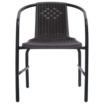 vidaXL Garden Chair | Set of 8 | Black | Plastic rattan, steel | Stackable